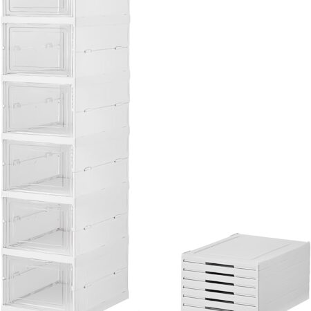 6-Tier Transparent No-Assembly Shoe Rack