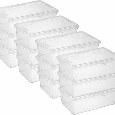 8-Pack 6 qt Clear Plastic Shoe Storage Bins