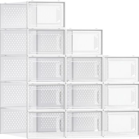 Clear Plastic Sneaker Shoe Storage Boxes, 12-Pack