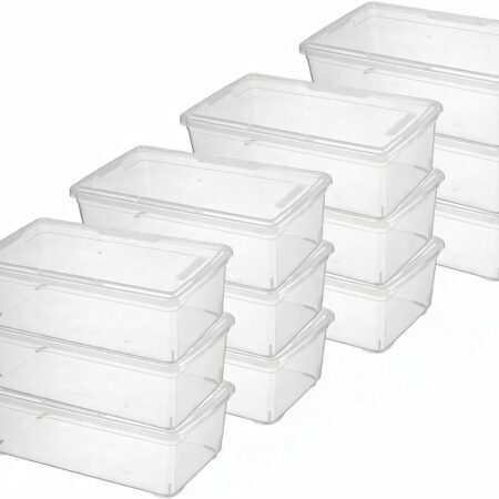 12-Pack 6-Quart Clear Stackable Shoe Storage Bins