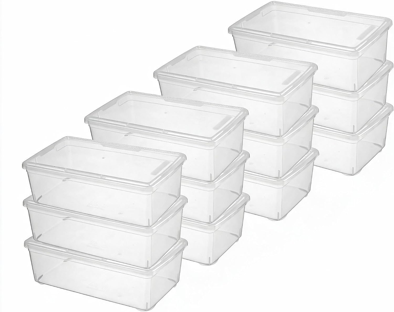 12-Pack 6-Quart Clear Stackable Shoe Storage Bins