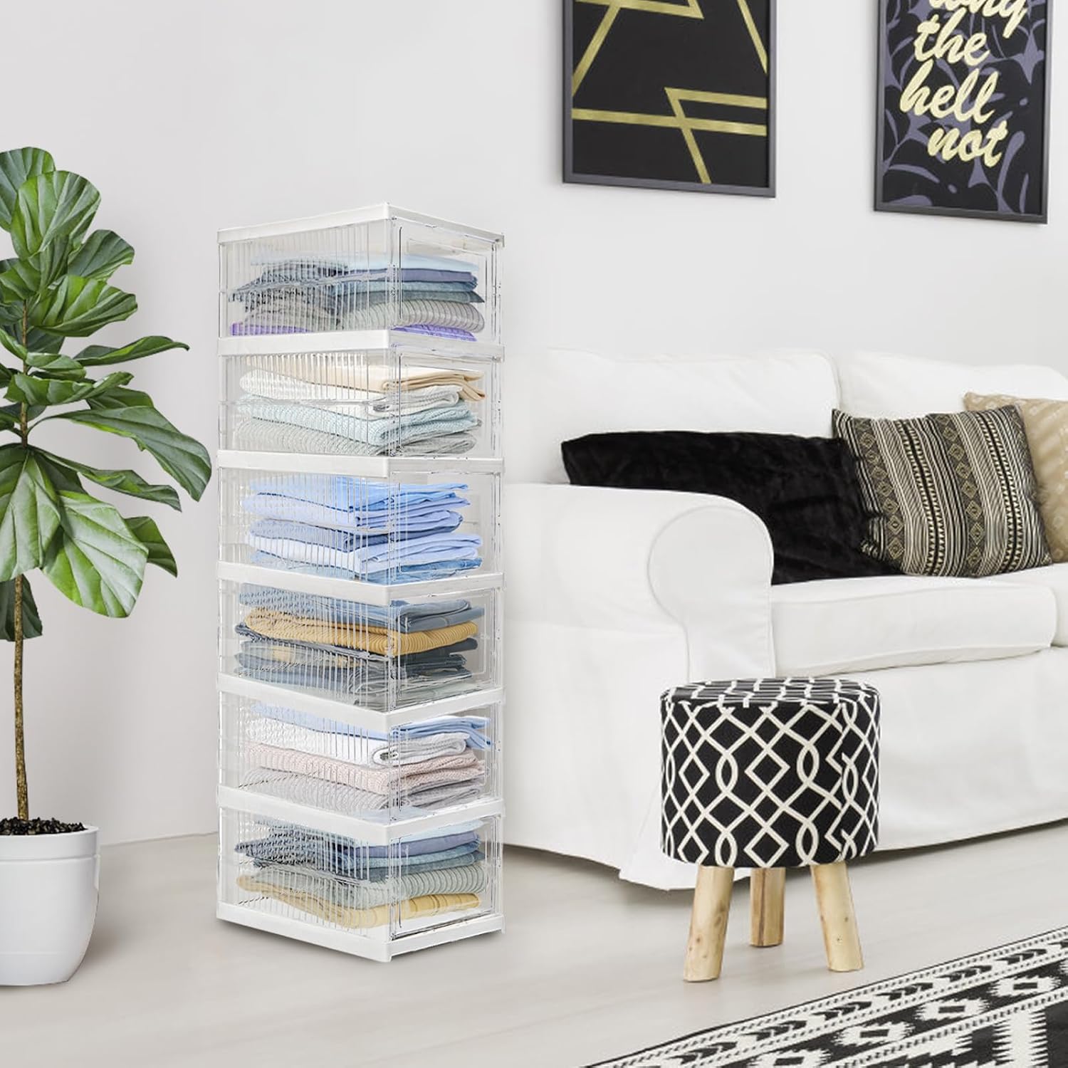 6-Pack Clear Stackable Drop-Front Shoe Storage Boxes
