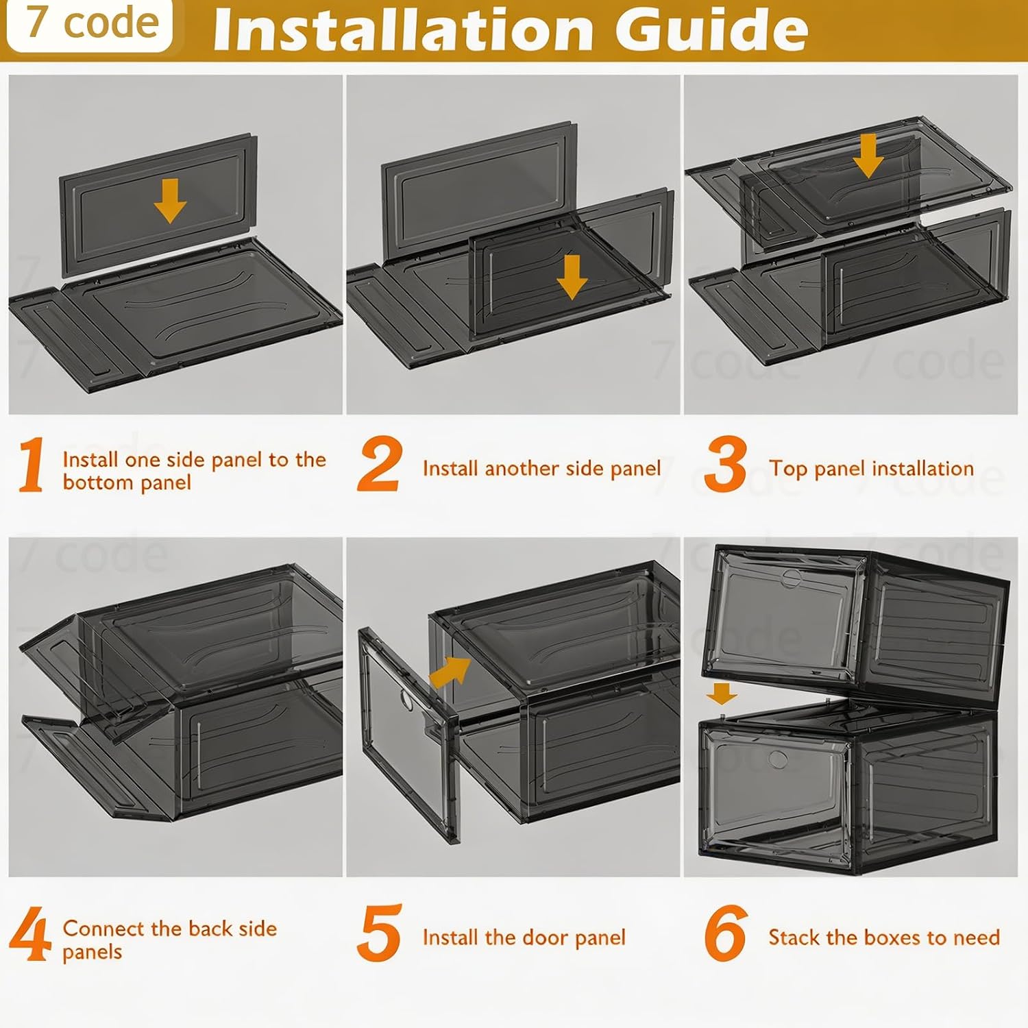 Black Transparent Shoe Box with Magnetic Door (9-Pack) - Image 2