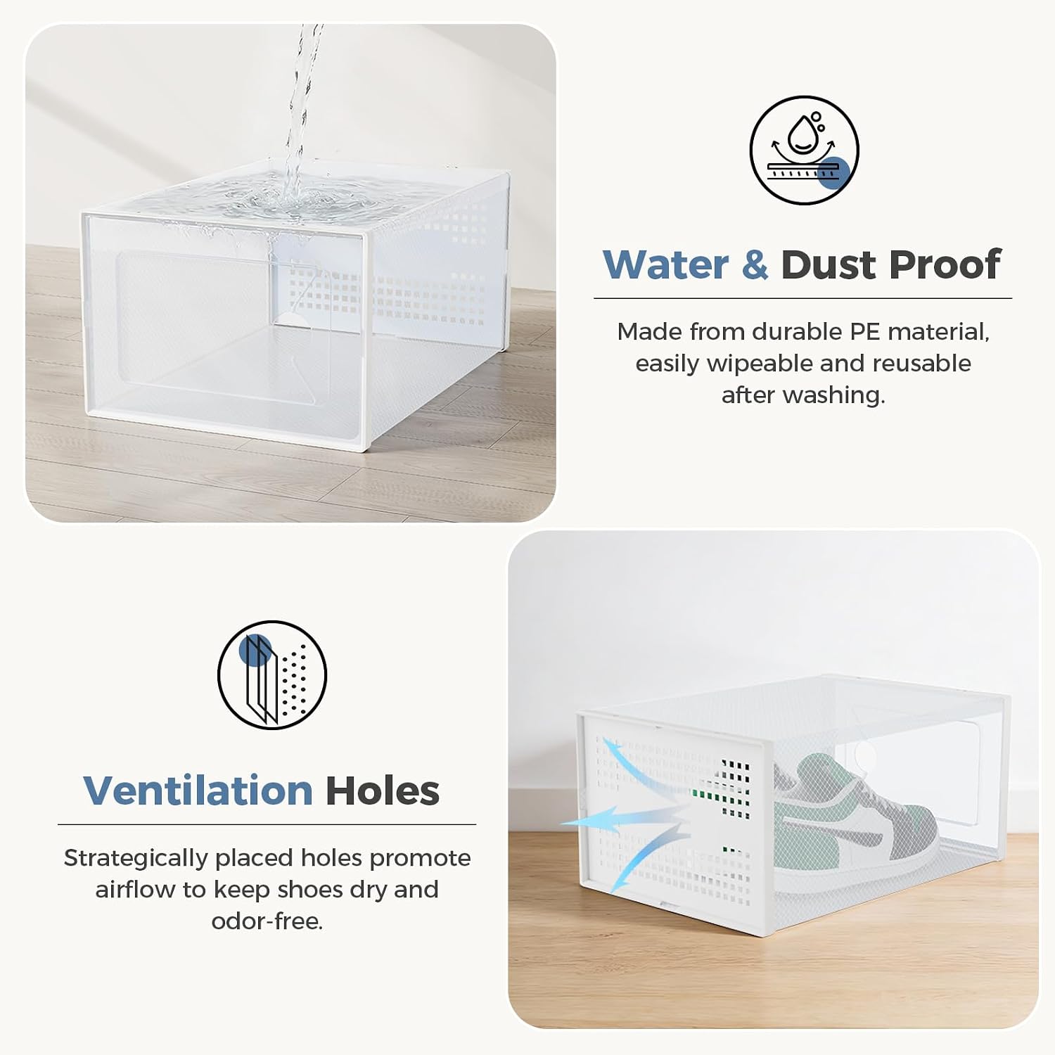 Extra-Large Clear Stackable Shoe Organisers with Lids, 12-Pack - Image 2