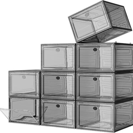 Black Transparent Shoe Box with Magnetic Door (9-Pack)