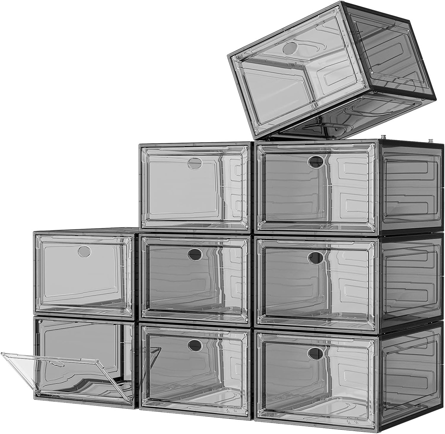 Black Transparent Shoe Box with Magnetic Door (9-Pack)