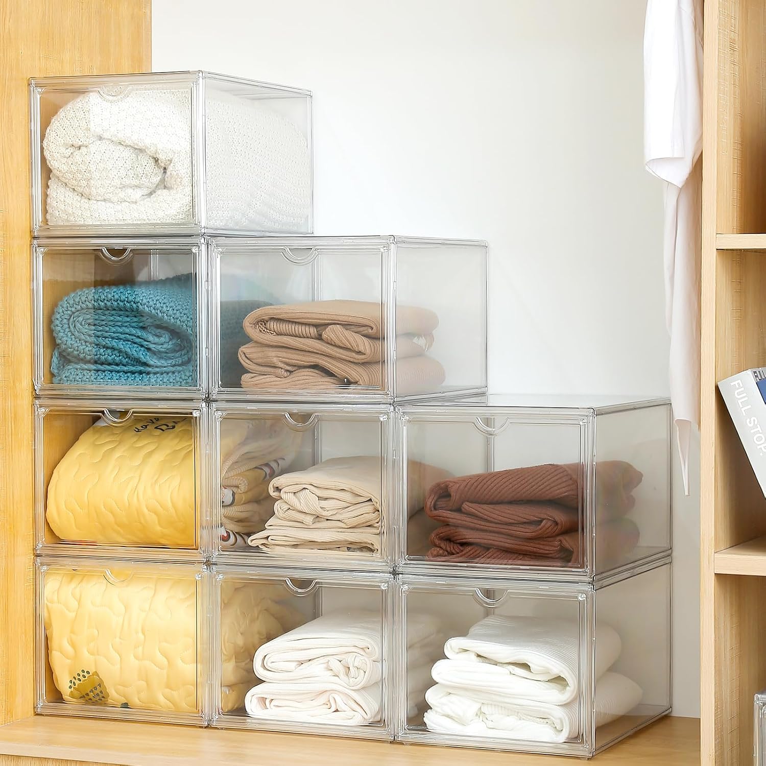 4-Pack Clear Stackable Shoe Storage Boxes, Magnetic Door - Image 2