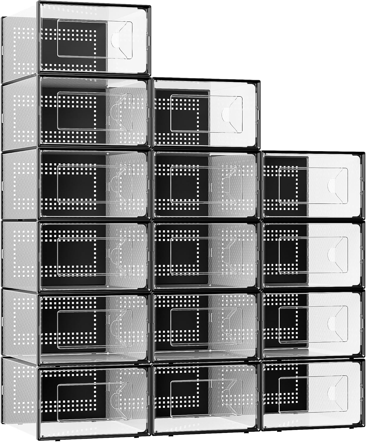 Extra-Large Clear Plastic Stackable Shoe Organiser, 15-Pack