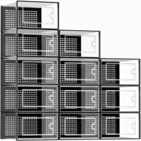 Extra-Large Clear Stackable Shoe Organiser, 12-Pack