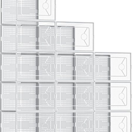 Extra-Large Clear Stackable Shoe Organisers with Lids, 12-Pack