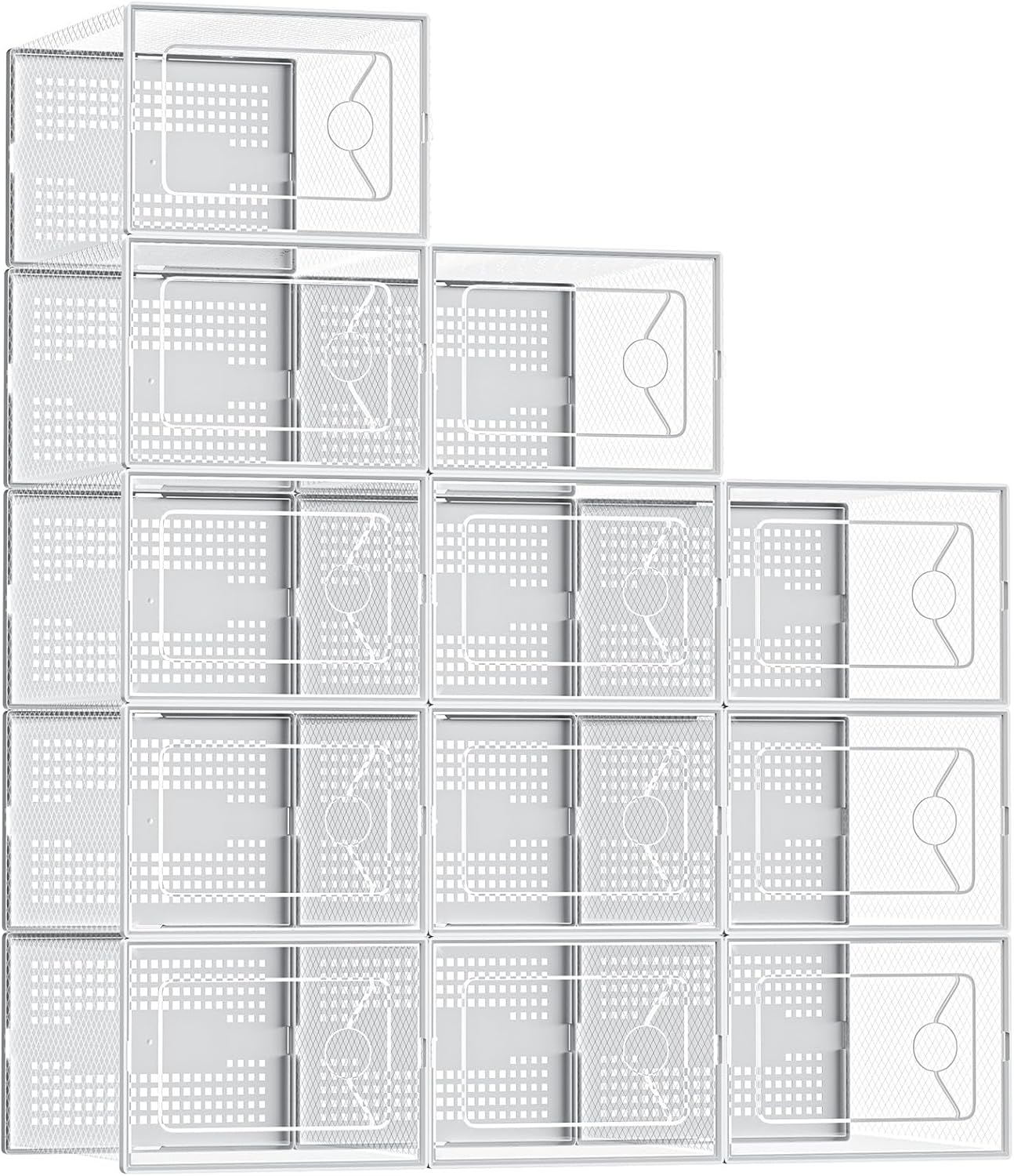 Extra-Large Clear Stackable Shoe Organisers with Lids, 12-Pack