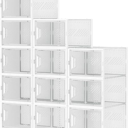 XL Clear Stackable Shoe Storage Boxes for Closet