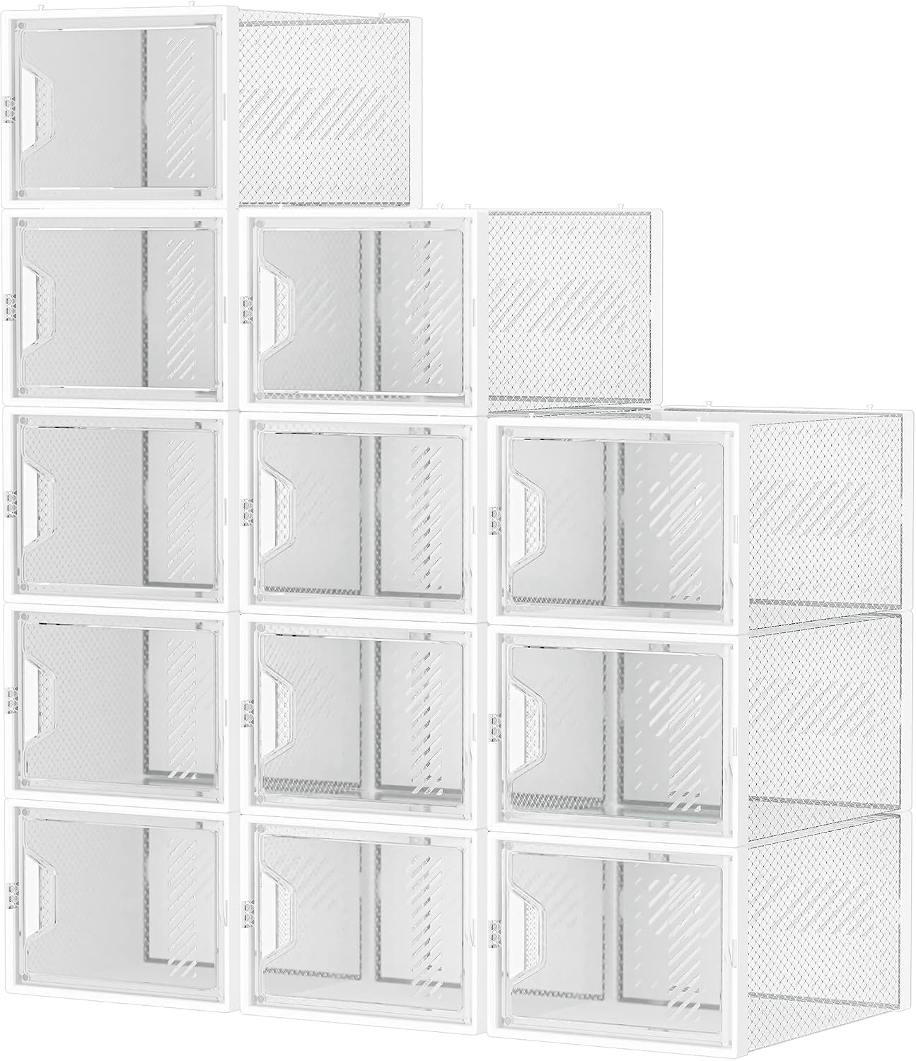 XL Clear Stackable Shoe Storage Boxes for Closet